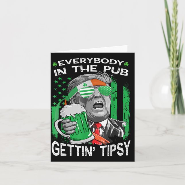 Cartão Todos Na Pub Pegando Ruas Engraçadas Tipsy (Frente)