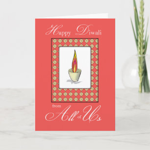 Cartão Todos nós, Diwali Candle em Vermelho