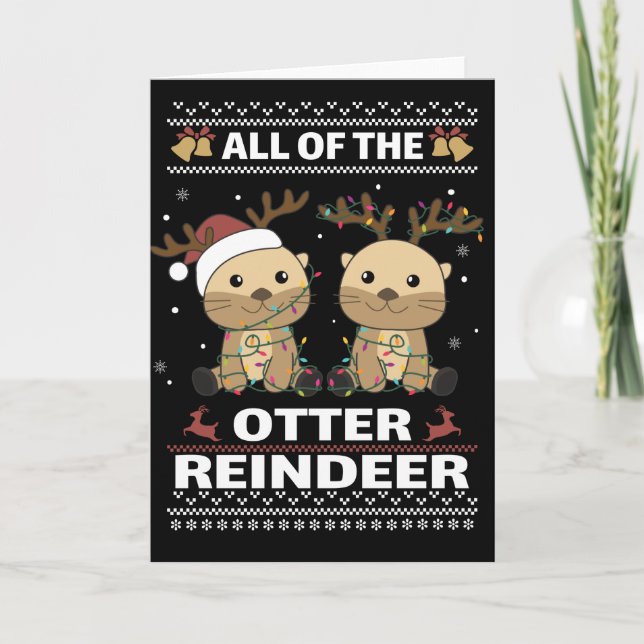 Cartão Todos os Otter Reindeer Natal doce Otter Ca (Frente)