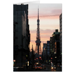 Cartão Tokyo Tower Sunrise 東京タワー日の出 Greeting Card