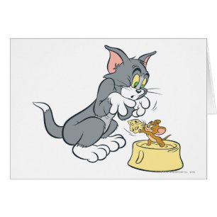 Cartão Tom e Jerry alimentam o gato
