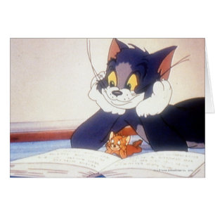 Cartão Tom e Jerry leram um livro