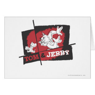Cartão Tom e Jerry vermelhos e pretos