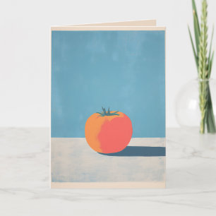 Cartão Tomate Ousado na Arte Minimalista Azul
