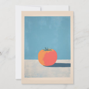 Cartão Tomate Ousado na Arte Minimalista Azul