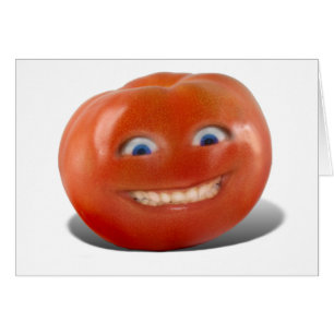 Cartão Tomate Sorridente de Rosto Feliz