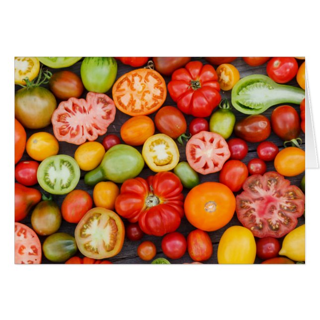 Cartão Tomates coloridos (Frente Horizontal)
