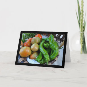 Cartão Tomates e Pimentões Verdes em Cesta