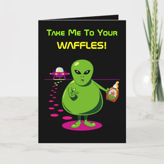 Cartão Tome-me a seus Waffles! (Frente)