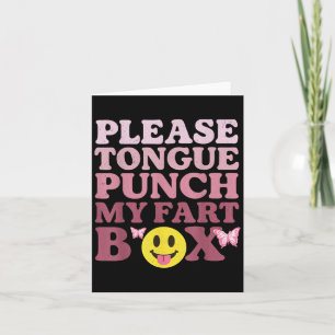 Cartão Tongue Punch My Fart Box Engraçado Citação Kawaii