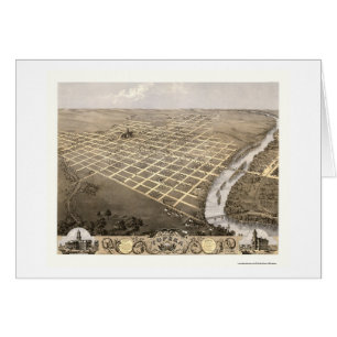 Cartão Topeka, mapa panorâmico de KS - 1869