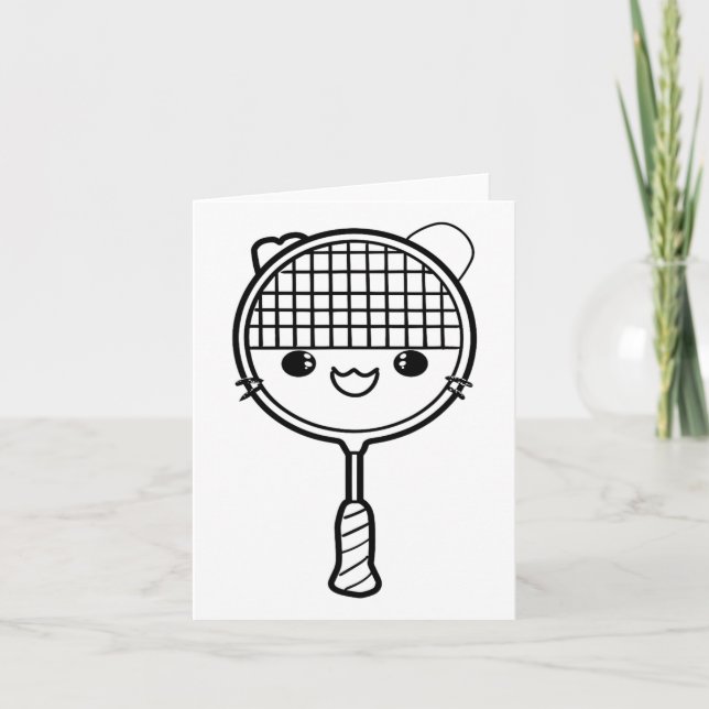 Cartão Toque de Cartoon de Badminton Racket (Frente)