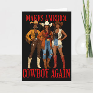 Cartão Torna a América uma Vaqueira de Novo Cowboy Preto