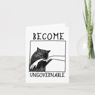 Cartão Torne-se Ingovernável - Gato Preto Mordendo a Mão