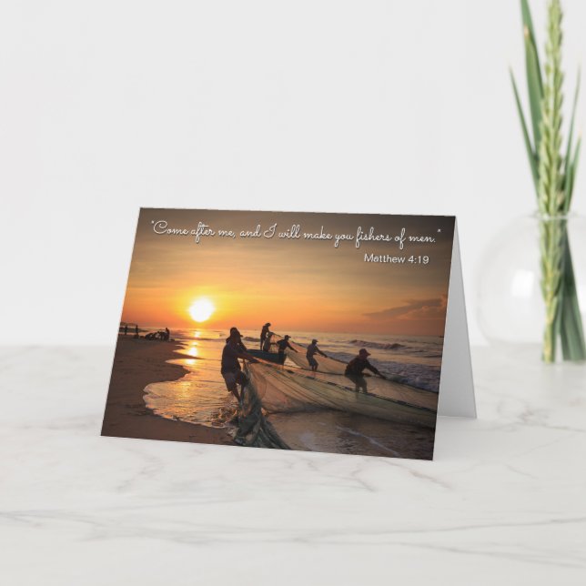 Cartão Torne-se um pescador de homens (cartão de batismo) (Frente)