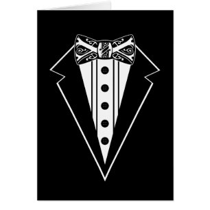 Cartão Torneio de Arco preto e branco com Tux