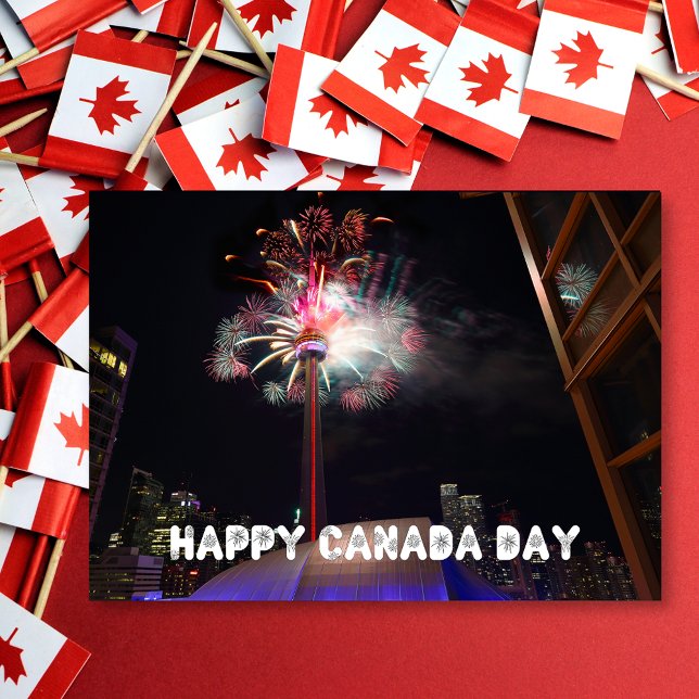 Cartão Toronto CN Tower Fireworks Happy Canada Day (Criador carregado)