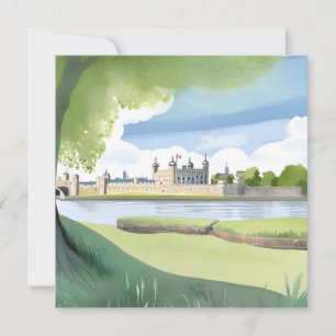 Cartão Torre de Londres   Paisagem em Aquarela do Reino U