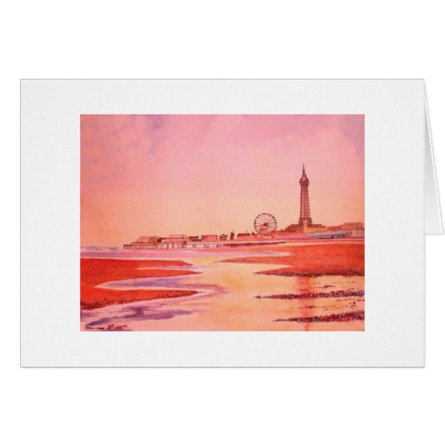 Cartão Torre e Seafront. de Blackpool (Frente Horizontal)