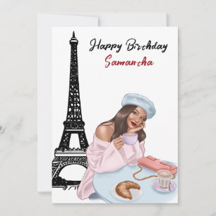 Cartão Torre Eiffel Chic, Balões Paris Aniversário