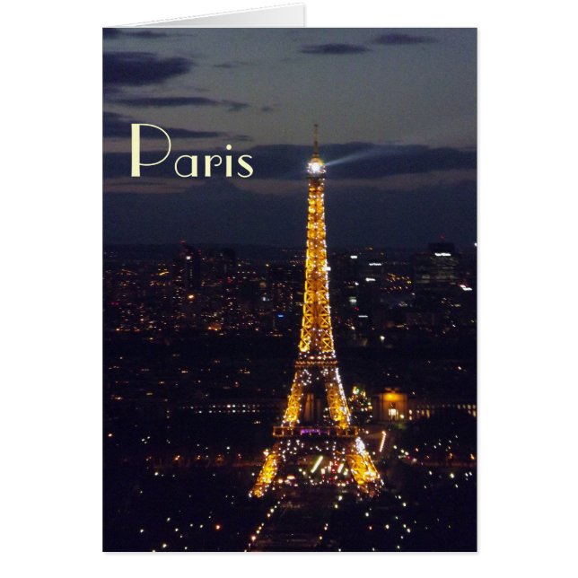 Cartão Torre Eiffel de Paris à noite (Frente)