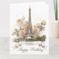 Torre Eiffel "Feliz Aniversário" com Nome Personal