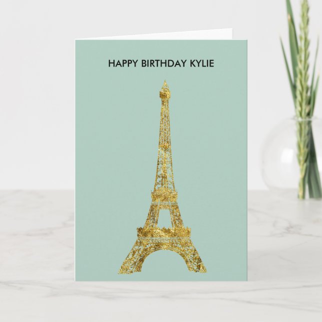 Cartão Torre Eiffel Glam Dourado (Frente)