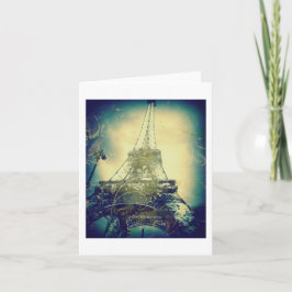 Cartão Torre Eiffel, impressão da arte, azul e verde,