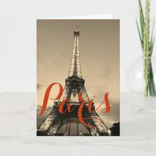 Cartão Torre Eiffel Paris França Viagem Vintage Sépia