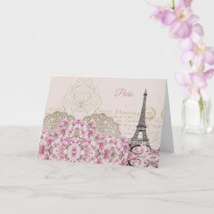 Cartão Torre Eiffel, Paris Magnólia Rosa