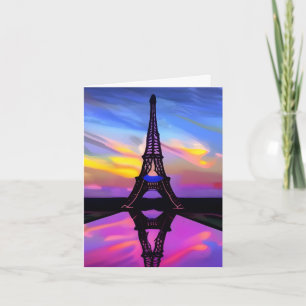 Cartão Torre Eiffel Picturesca Em Um Sunset Brilhante
