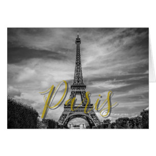 Cartão Torre Eiffel Preto e Branco Paris França