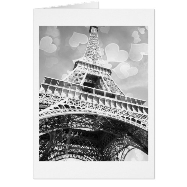 Cartão Torre Eiffel, preto e branco, Vazio (Frente)