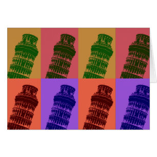 Cartão Torre inclinada de Pisa Pop Art
