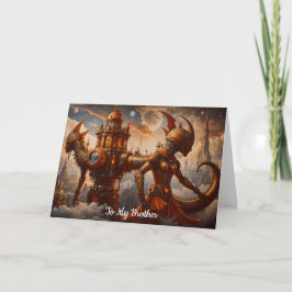 Cartão Torre Steampunk com Esculturas de Mulheres de Aniv