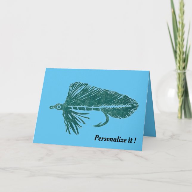 Cartão Torre verde Matuka, pesca de moscas, arte de ligaç (Frente)