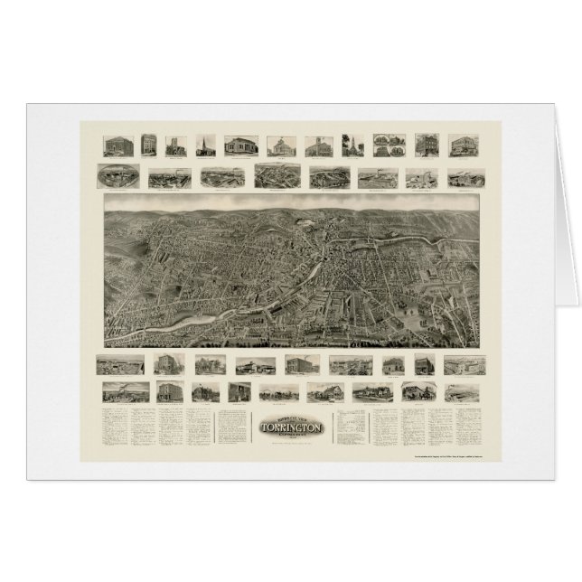 Cartão Torrington, mapa panorâmico do CT - 1909 (Frente Horizontal)
