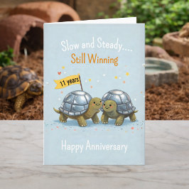 Cartão Tortoises anniversary Turtle 11th wedding