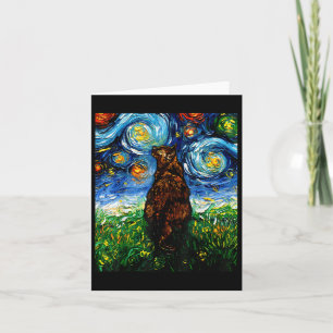 Cartão TortoisesInferno Tortie Starry Night Kitty Art Por