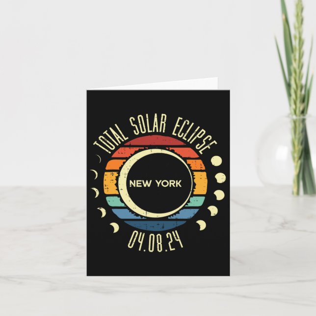 Cartão Total de Eclipse Solar Nova Iorque Retro 04.08.24  (Frente)