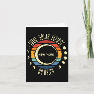 Cartão Total de Eclipse Solar Nova Iorque Retro 04.08.24 