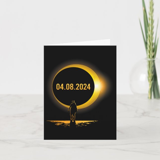 Cartão Totalidade 04 08 24 Eclipse Solar Total Engraçado  (Frente)