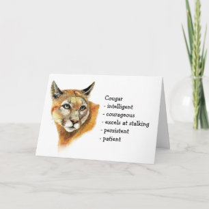 Cartão Totem do puma, aniversário engraçado do guia
