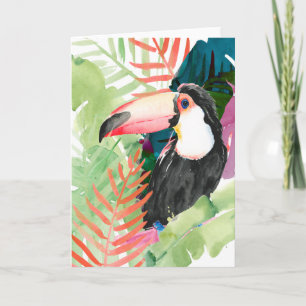 Cartão Toucan Portrait with Tropical Leaves