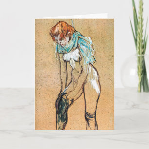 Cartão Toulouse-Lautrec - Mulher Puxando suas Meias