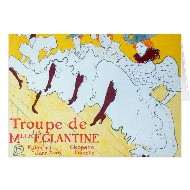 Cartão Toulouse Lautrec Yellow Dancing Girl Poster (Frente Horizontal)