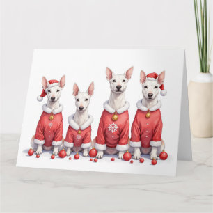 Cartão Toupeira Bull Terrier de Natal com Chapéu de Papai