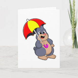 Cartão Toupeira com Guarda-Chuva