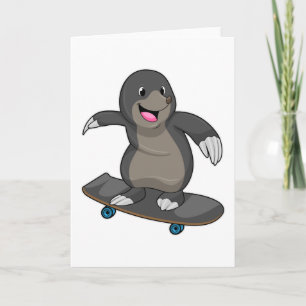 Cartão Toupeira como Patinador com Skate