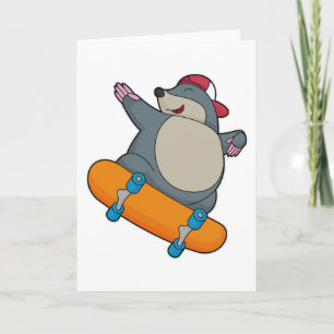 Cartão Toupeira como Patinador com Skate